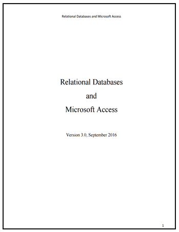 Relational Databases and Microsoft Access